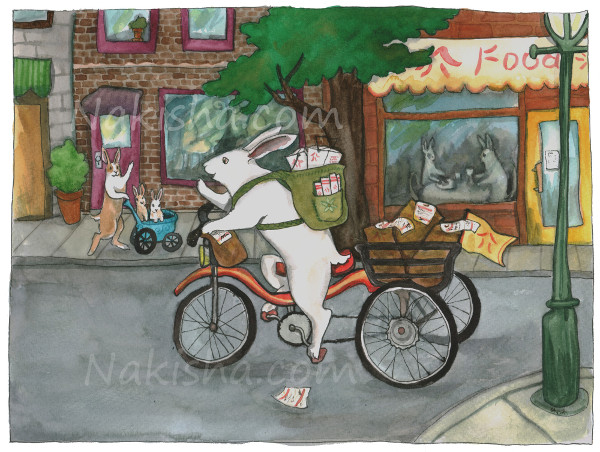 Bike Delivery, Painting by Nakisha