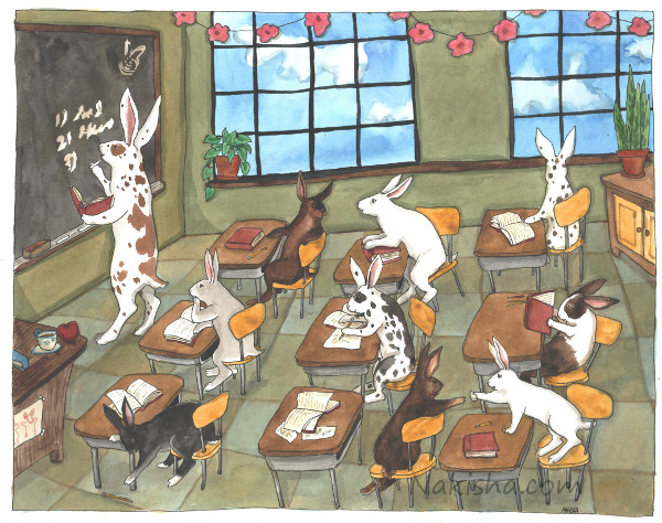 Bunny School, Painting by Nakisha