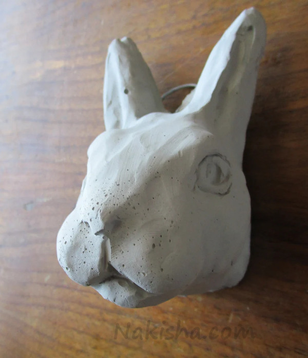 Rabbit Head, Concrete Sculpture by Nakisha