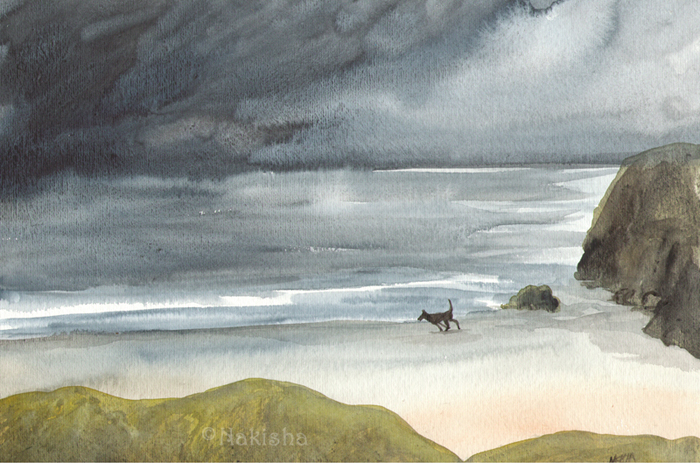 Watercolor Dog painting by Nakisha