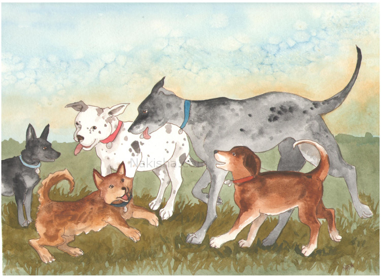 Dog Park, Painting by Nakisha