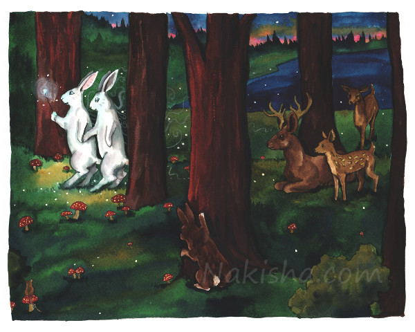 Fairy Tale Rabbits, Painting by Nakisha