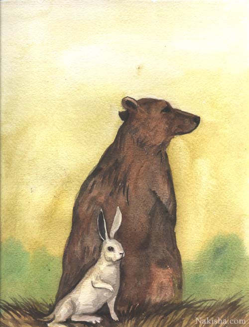 Golden Bear-Rabbit and Bear Painting
