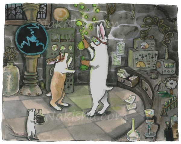Lab Bunnies, Painting by Nakisha