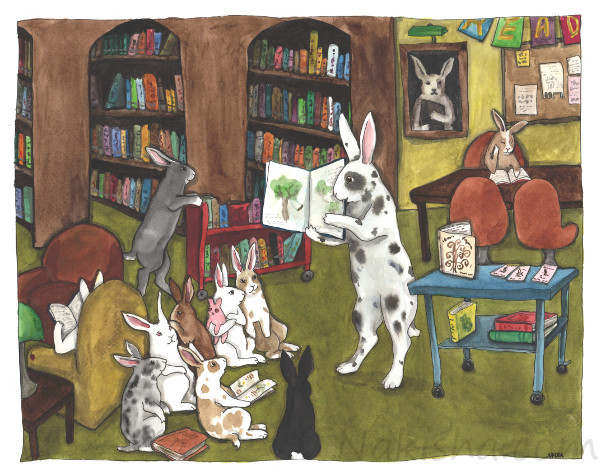Library, Painting by Nakisha