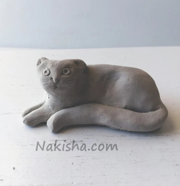 Cat with a Long Tail Concrete Sculpture by Nakisha