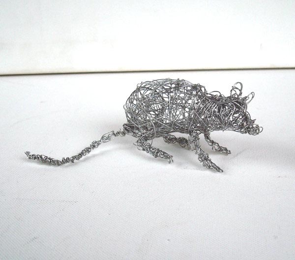 Silver Mouse - wire sculpture by Nakisha