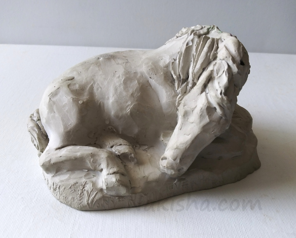 Sleeping Pony Concrete Sculpture by Nakisha