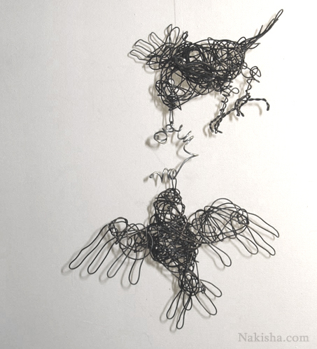 Tow Birds, One Worm- Sculpture by Nakisha