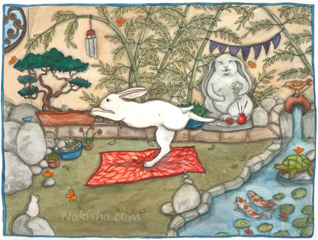 Yoga Bunny, Painting by Nakisha